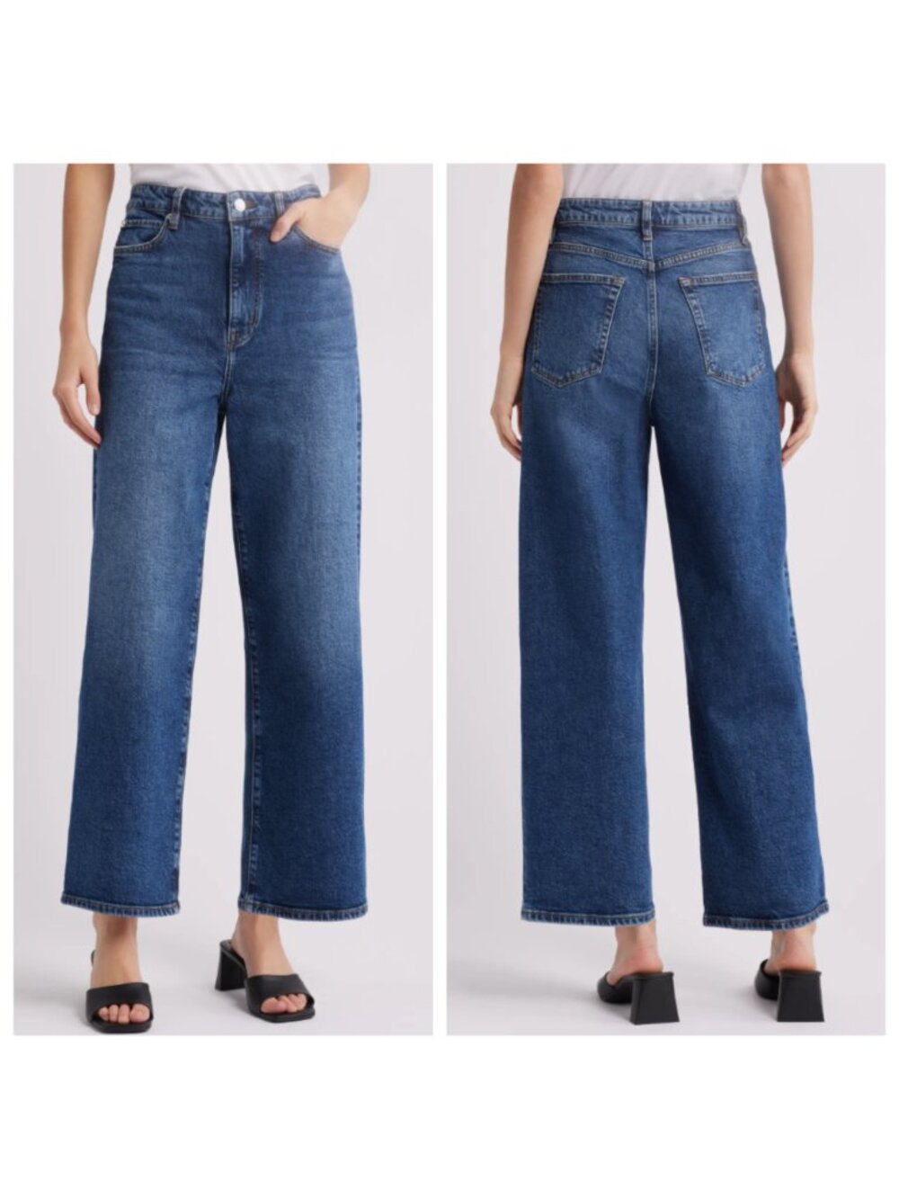 FRAME The Wide Jeans High Rise Wide Leg Ankle Rival Blue Size 31 - Picture 3 of 14